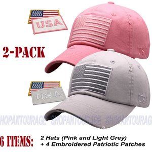2 Pack: American Flag Vintage Baseball Hat Cap